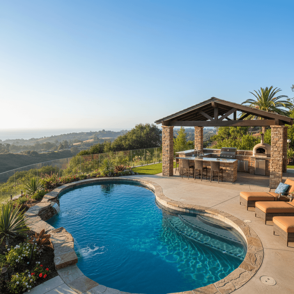 Orange County modern backyard with xeriscape and patio