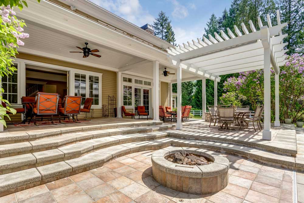 Stone patio and paver walkway