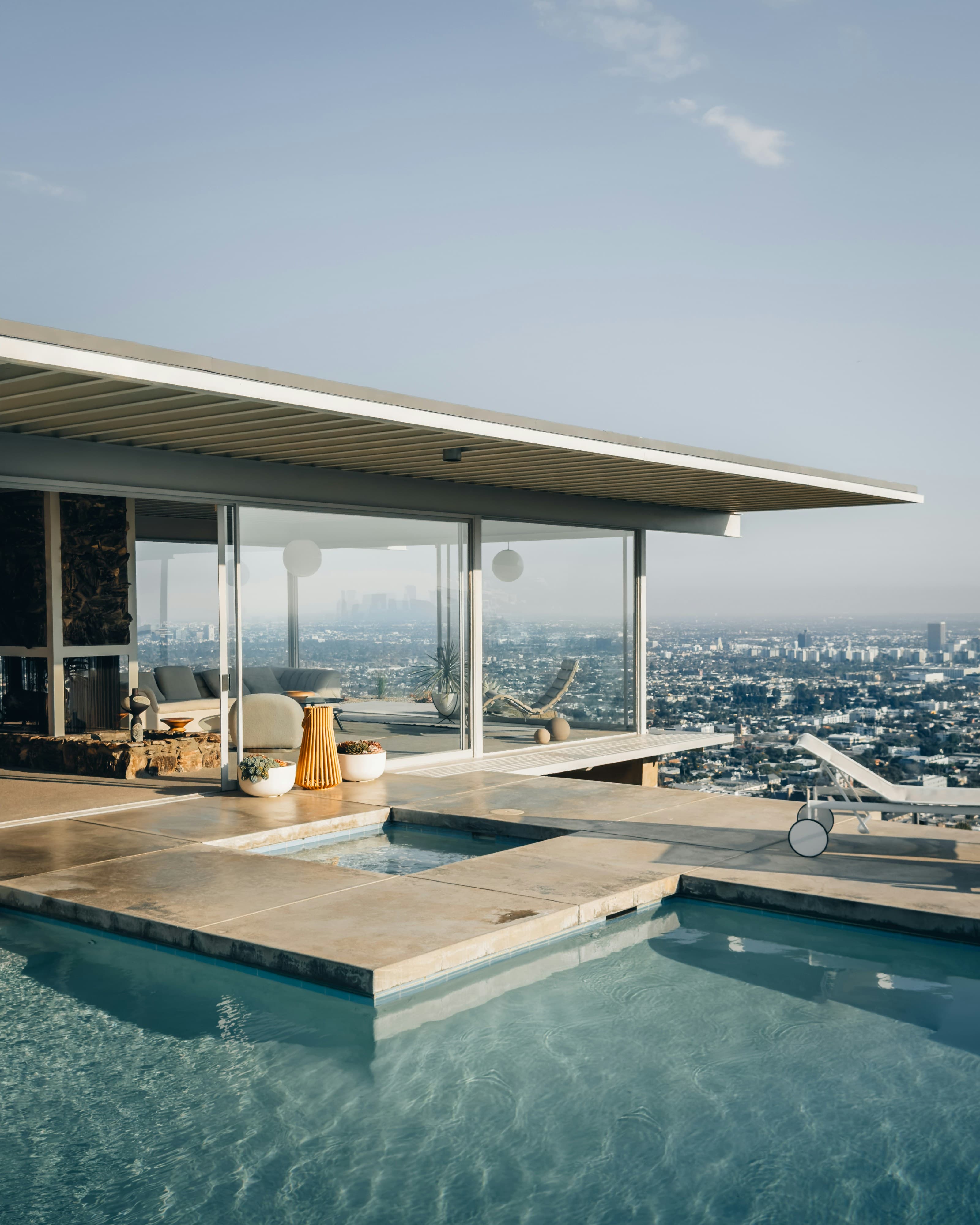 Modern Los Angeles backyard xeriscape with patio